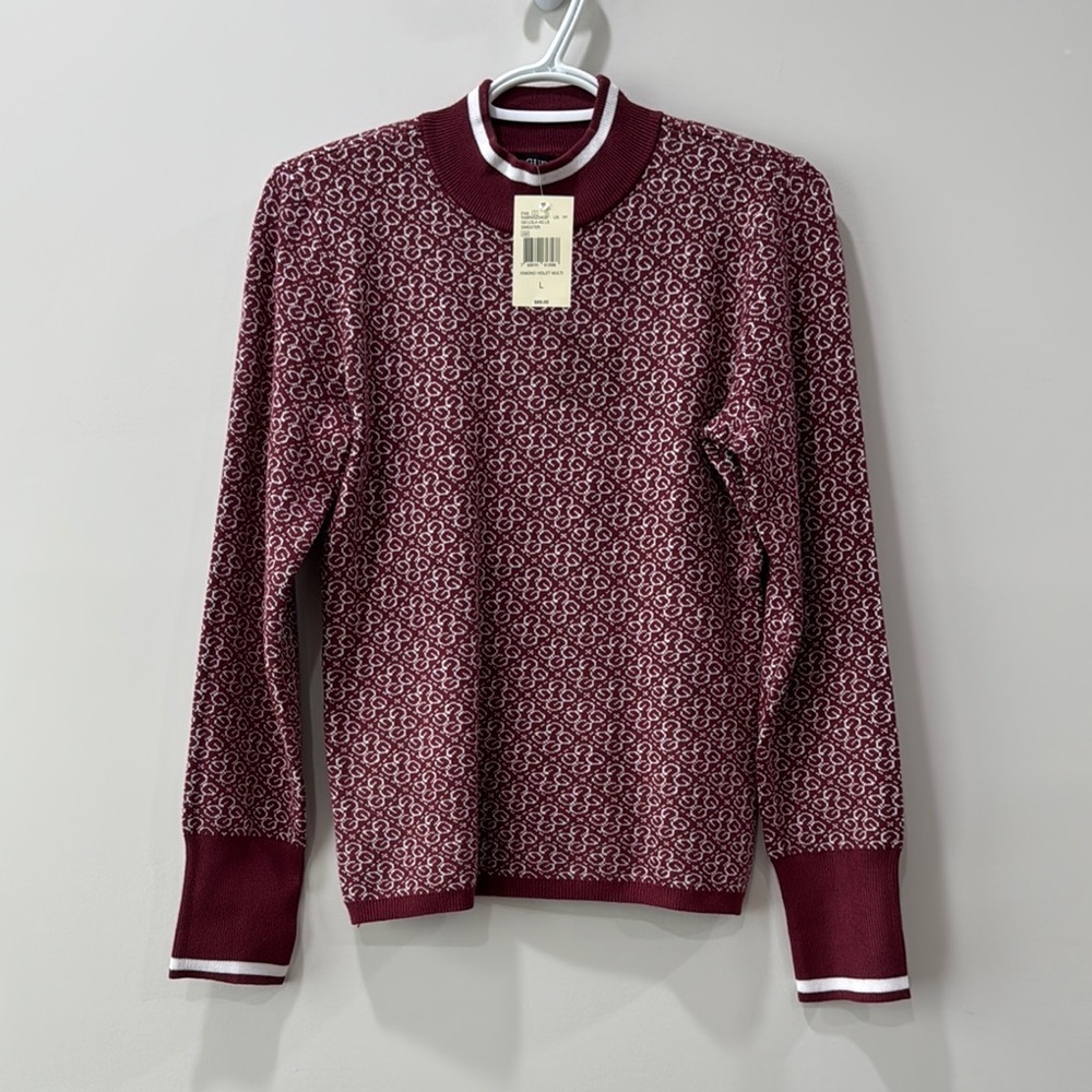 Women’s Burgundy Patterned Long Sleeve Sweater